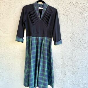Vintage look blue-green plaid frock